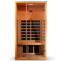 1 Person Extendable FAR Infrared Sauna for Home, Hemlock Wood Low EMF 6 Carbon Heaters Indoor Saunas with LED Lights, Bluetooth Speaker, Digital Control Panel, and Seating Bench — Studio Shot