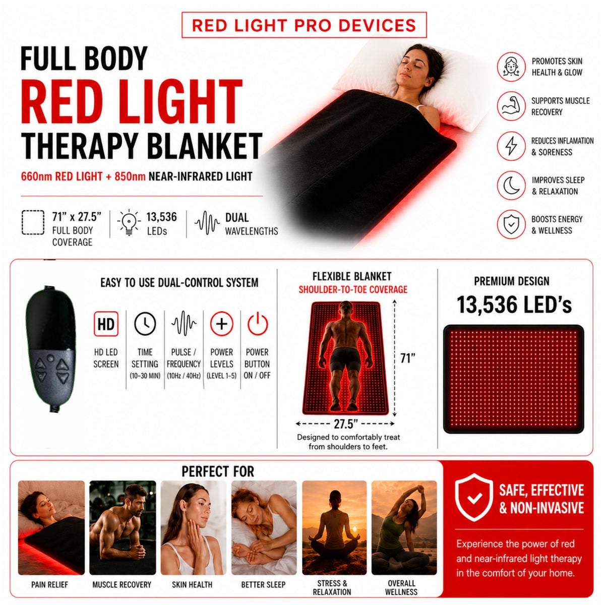 Full Body Red Light Therapy Blanket – 71" x 27.5"
