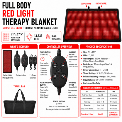 Full Body Red Light Therapy Blanket – 71" x 27.5"