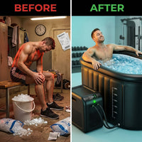 Cold Plunge Tub, 248 Gallon, 1 Horsepower, Heavy-Duty Ice Bath Tub for Athletes with Hot & Cold, Portable Inflatable Plunge Chiller with Water Treatment Kit, Immersion Therapy, Wifi (Black, 1 Set) — Before & After