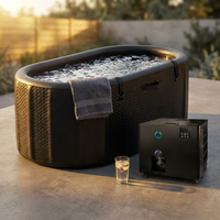Cold Plunge Tub, 248 Gallon, 1 Horsepower, Heavy-Duty Ice Bath Tub for Athletes with Hot & Cold, Portable Inflatable Plunge Chiller with Water Treatment Kit, Immersion Therapy, Wifi (Black, 1 Set) — Studio Shot