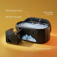 Cold Plunge Tub, 248 Gallon, 1 Horsepower, Heavy-Duty Ice Bath Tub for Athletes with Hot & Cold, Portable Inflatable Plunge Chiller with Water Treatment Kit, Immersion Therapy, Wifi (Black, 1 Set) — infographic