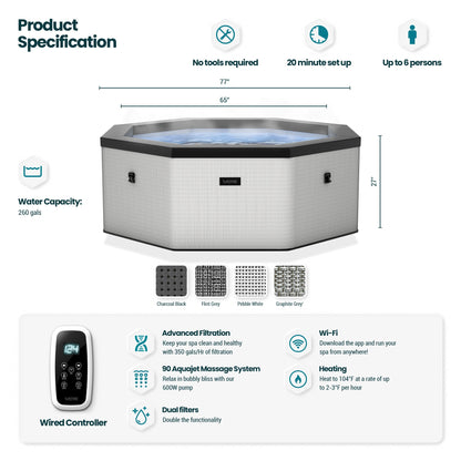 Wave Como 6-Person Eco Foam Hot Tub with Integrated Heater