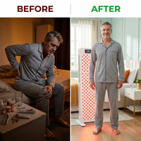 Red Light Therapy Full Body Panel, 480/630/660/810/830/850/1060Nm Blue Red near Infrared Light Device with 480 Dual Chip Clinical Grade Leds, Remote Control, Timer for Face, Body, BO-2400 — Before & After