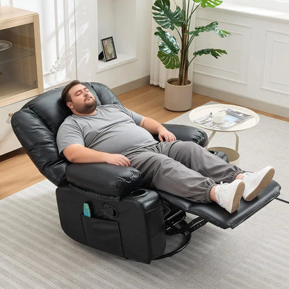 Garvee Oversized Swivel Rocker Recliner with Vibration Massage