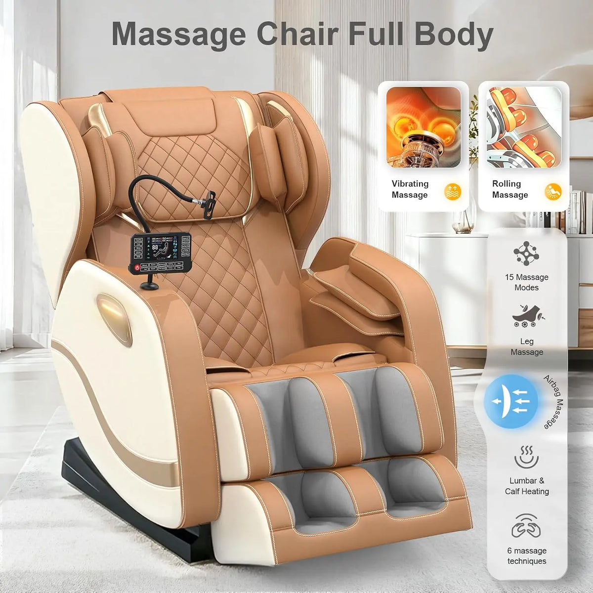 Full Body Zero Gravity Massage Chair with Airbags, Heat and Bluetooth