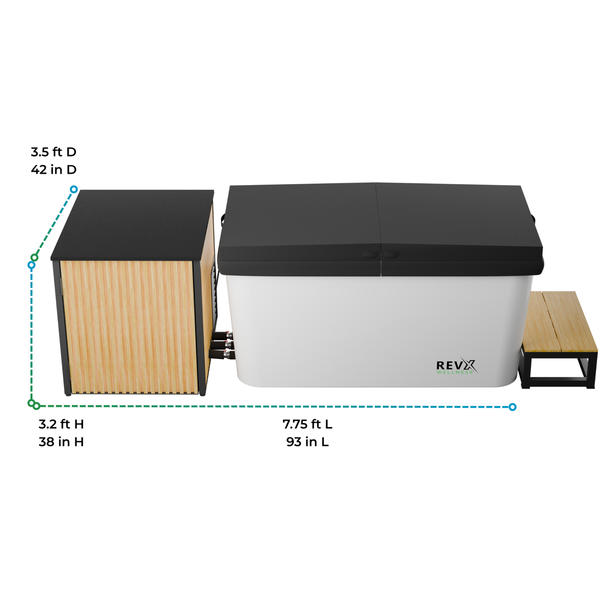 X Tub Cold Plunge with LUX 1.5 HP Chiller & Filtration System