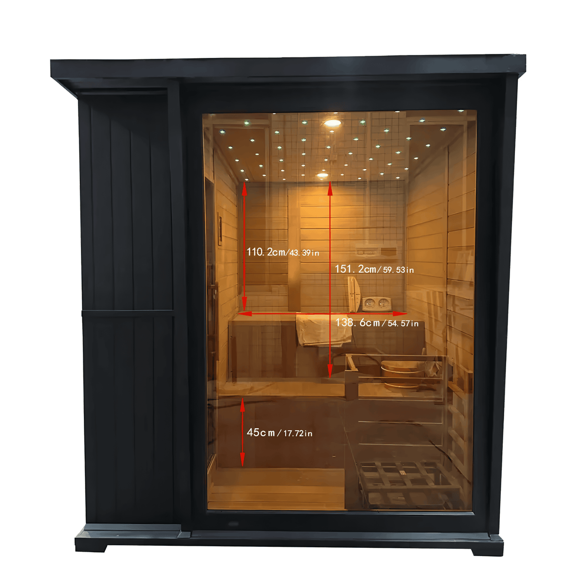 Indoor & Outdoor Hemlock Wood Sauna with 9kW Heater
